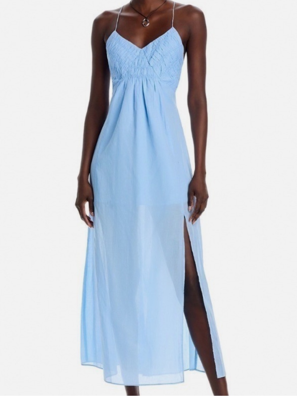 Steve Madden Brianna Smocked Tie-Back Maxi Dress